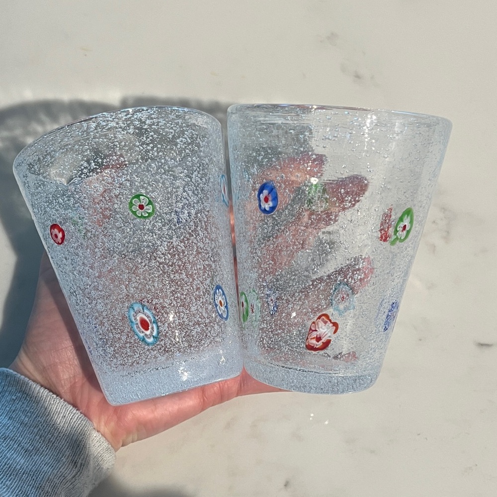Murano hand blown millefiori tumbler glasses